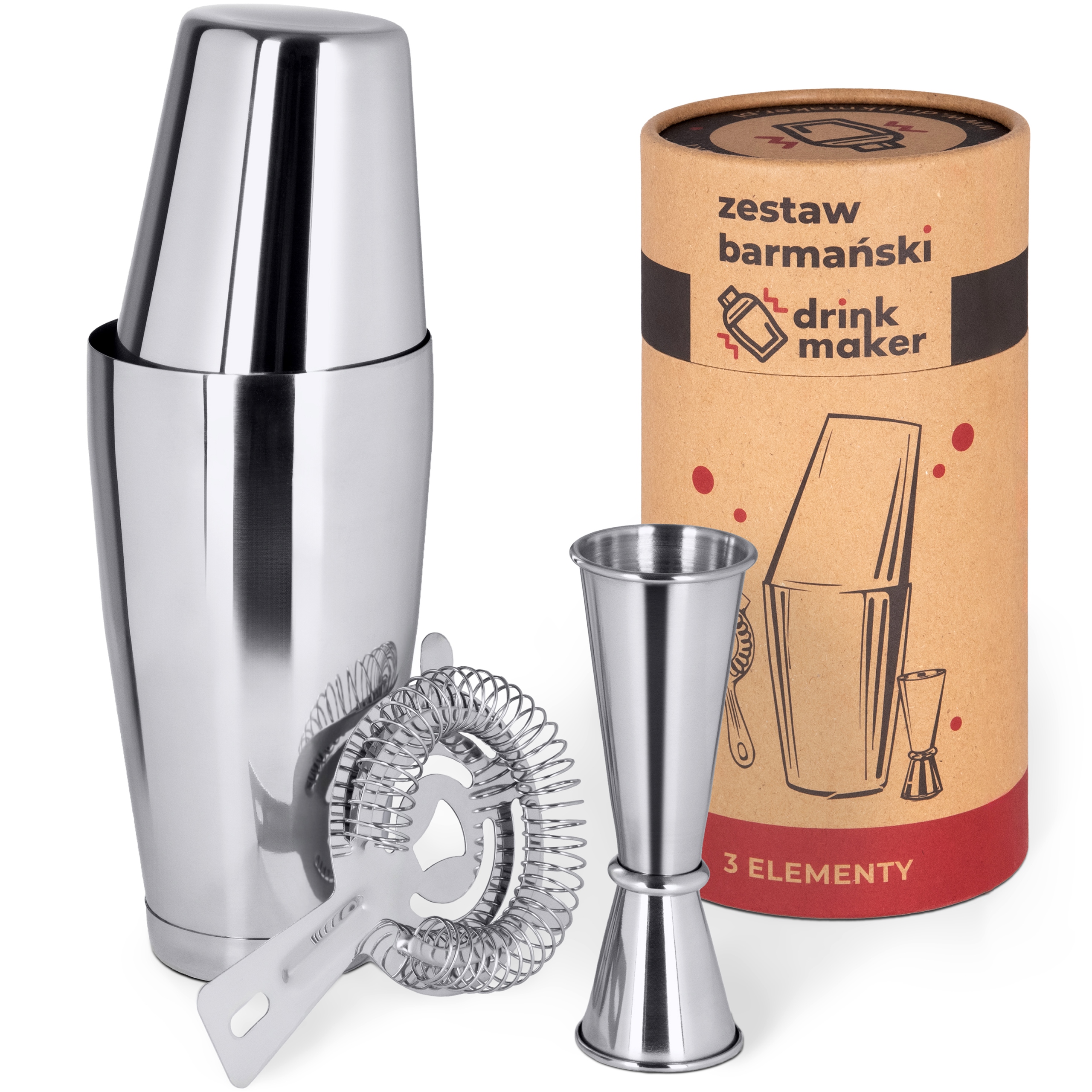 Barmanská súprava Shaker Tin-Tin Jigger